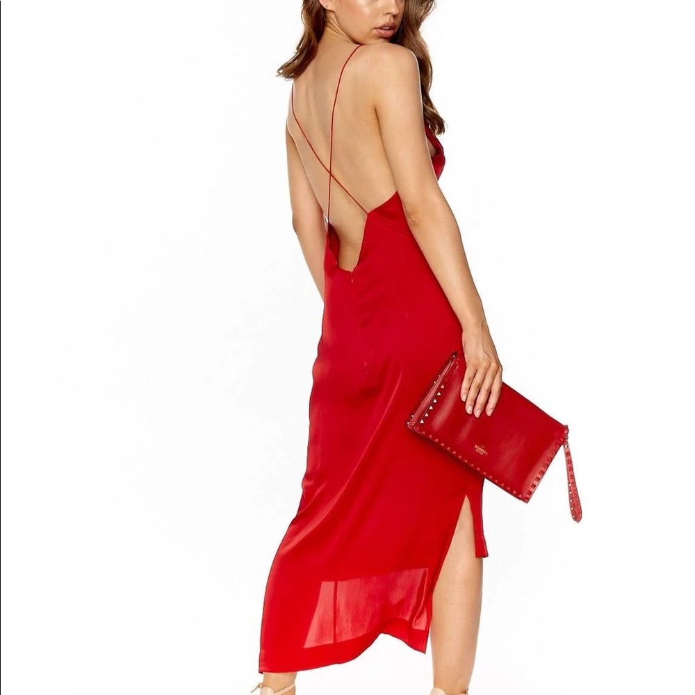 Dion Lee New satin fine line cami dress in red